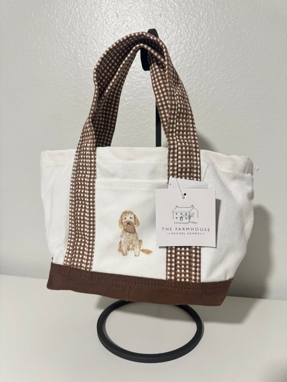 Doodle Canvas Mini Tote Crossbody Bag Brown